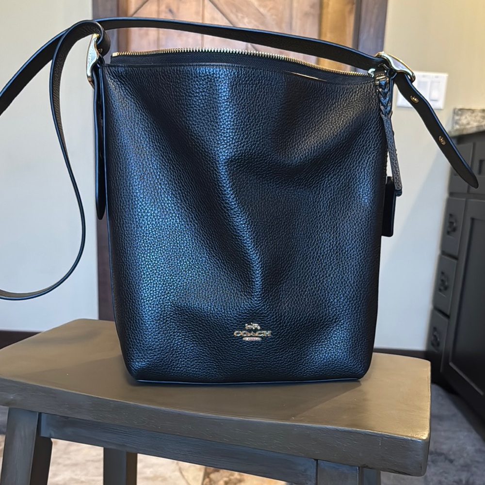 Coach Midnight Black Pebbled Leather Tote